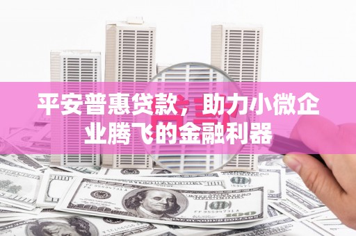 监利平安普惠贷款，助力小微企业腾飞的金融利器