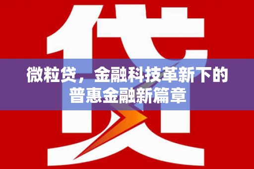 监利微粒贷，金融科技革新下的普惠金融新篇章